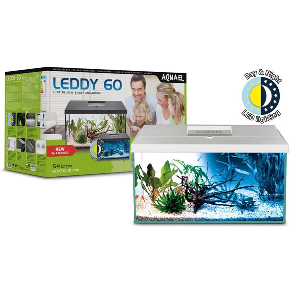 Aquael Aquarium Set Leddy 60 Day&Night - acquario cm60x30x30h completamente accessoriato Colore: Bianco