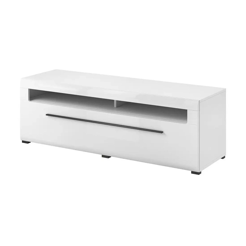 Mobile TV 140cm collezione BREDA. Colori bianco opaco e bianco lucido. Stile design.