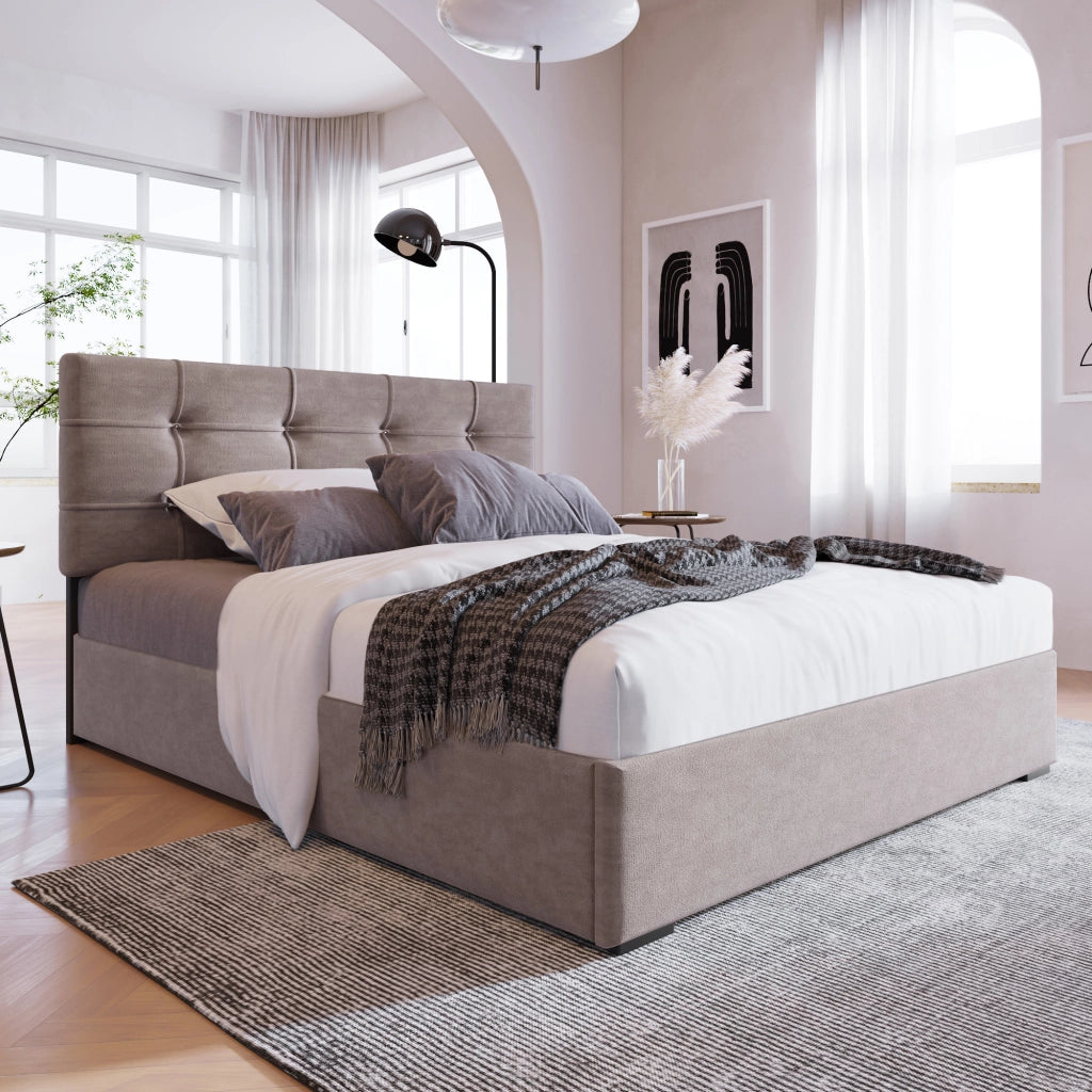letto imbottito velluto grigio chiaro 90 x 200 cm