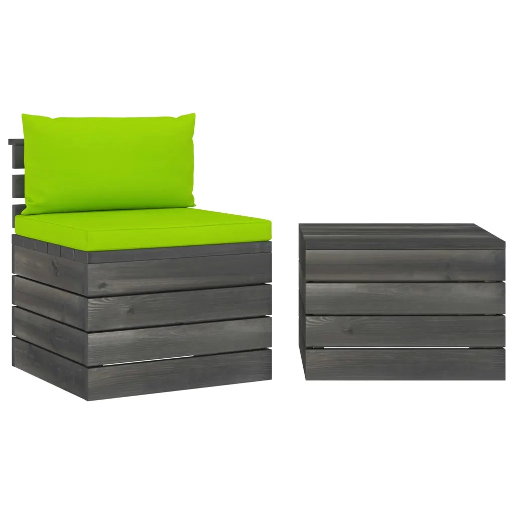 Set Divani da Giardino su Pallet 2 pz | Set Salotto da Giardino con Cuscini Massello Pino