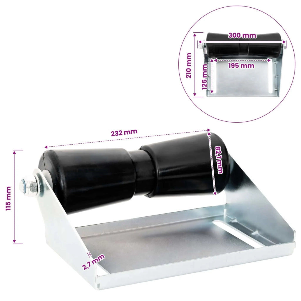 Rullo per rimorchio per barche con supporto 25,4 cm Argento 42039150