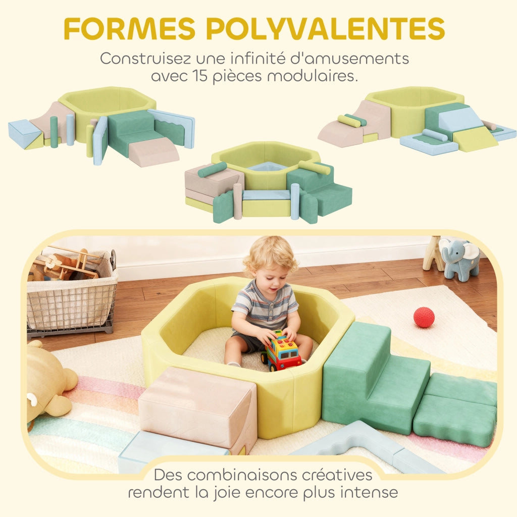 Set gioco motricit¨¤ con piscina palline ¨C Xylo ¨C tessuto lavabile 160x137,5x30 cm multicolore