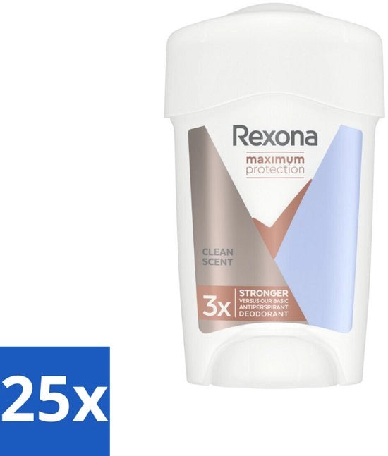 25 x Deodorante Stick per Donne - Massima Protezione - Profumo Pulito - Anti-transpirante - 45 ml - Stick Anti-transpirante - Resistente all'Affanno - Freschezza - Odore dell'Affanno - Tecnologia Defence+