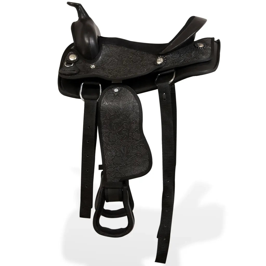 Sella Western Testiera e Pettorale in Vera Pelle 12" Nero 91355