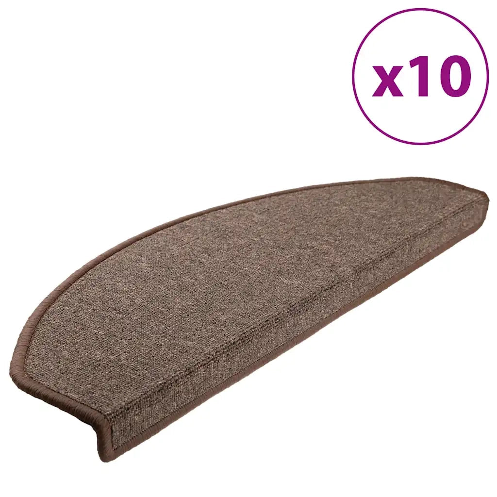 Tappetini per scale 10 pz 65x24x4 cm Marrone caffè Semicircolari Grandi 149759