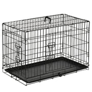 Gabbia per cani, trasportino per piccoli animali, 76x46x52 cm, pieghevole, in metallo, nera, ideale per viaggi e sicurezza