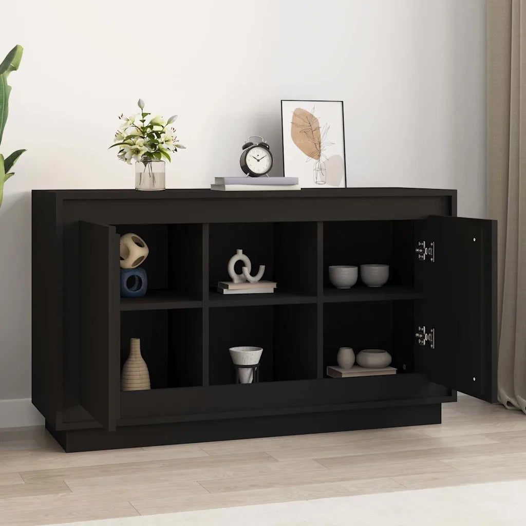 Credenza | Madia | Buffet da pranzo | Armadio da pranzo Nera 102x35x60 cm in Legno Multistrato