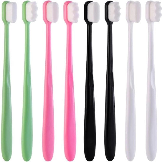 Set di spazzolini da denti 8 pezzi - Setole morbide - Adatto per tessuto gengivale sensibile - Spazzolino da denti manuale - Spazzolino per la lingua - Materiale plastico 17,5 x 1,5 cm - Spazzolini da denti