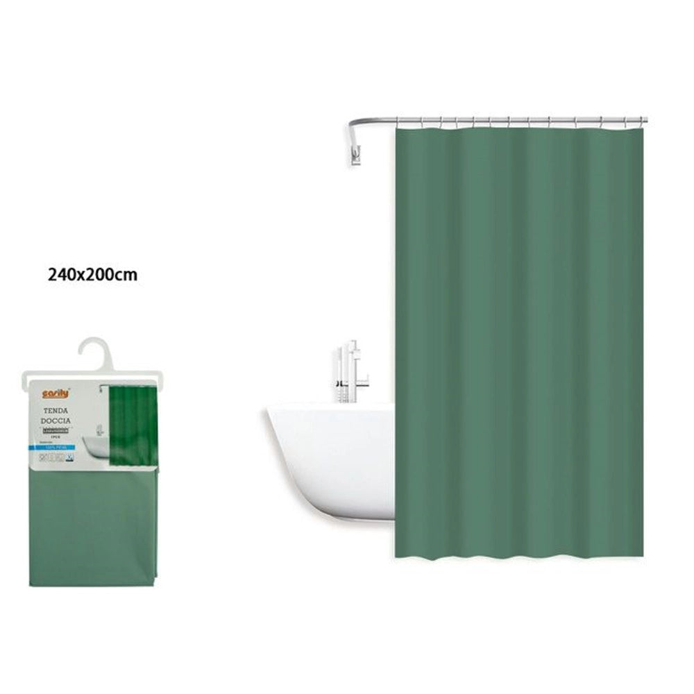 Trade Shop - Tenda Doccia Antimuffa Impermeabile Peva 240x200 Cm Con Anelli Bagno Verde 79713 -