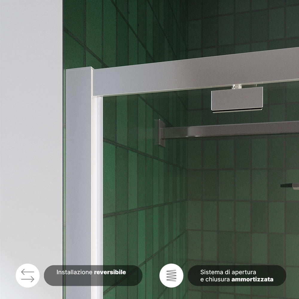 Box doccia 100x90 cm con apertura a battente vetro 6mm trasparente h195 cm | Aruba