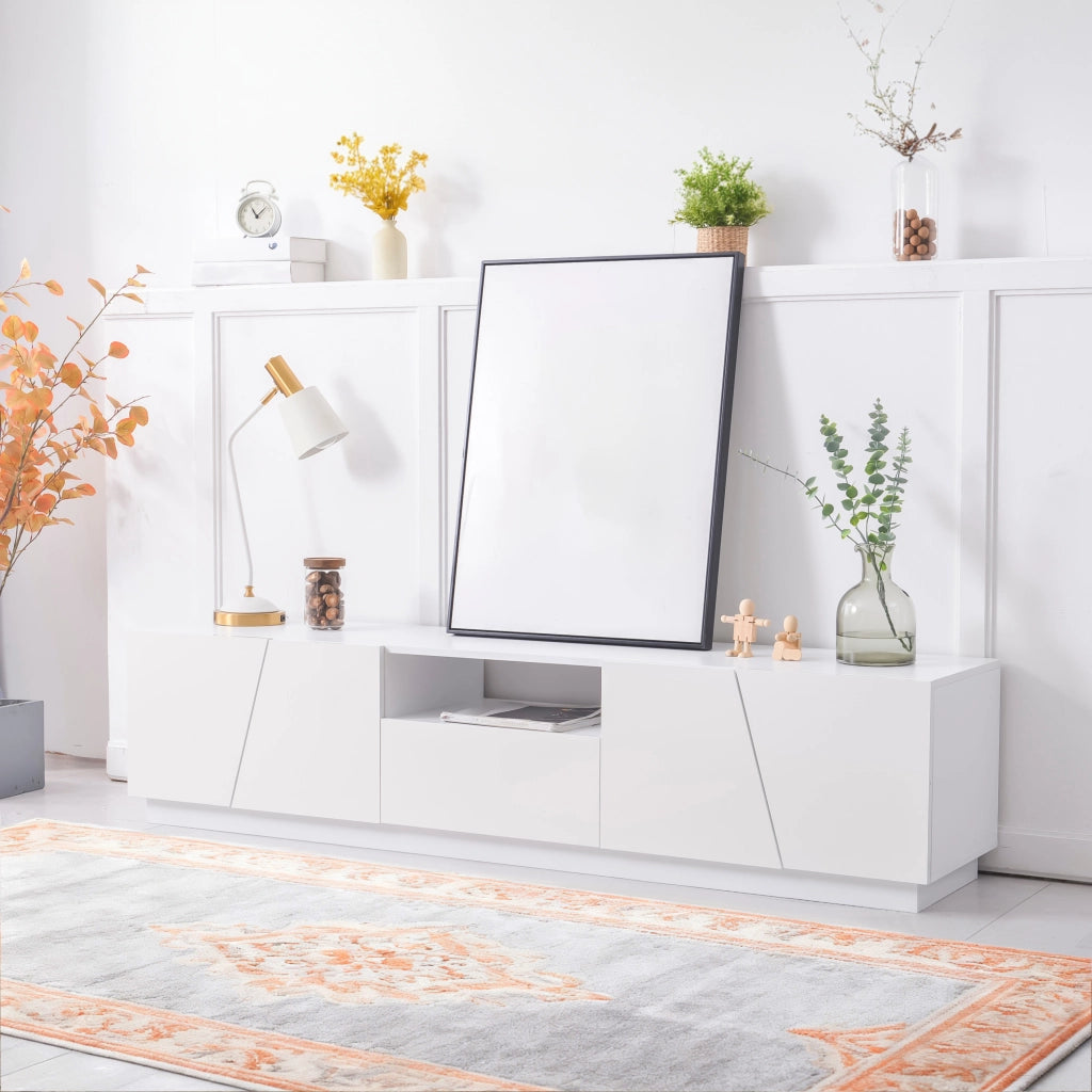 Cassettiera per TV bianca in MDF lunghezza 170 cm