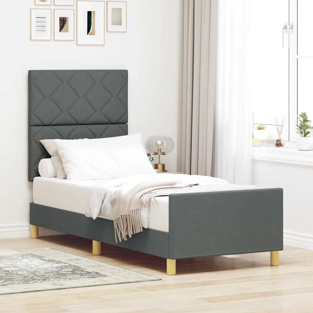 Struttura del letto Grigio scuro 80 x 200 cm Tessuto
