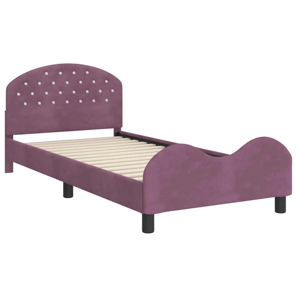 Struttura letto bambini con testata Viola 90 x 190 cm Velluto 42011124