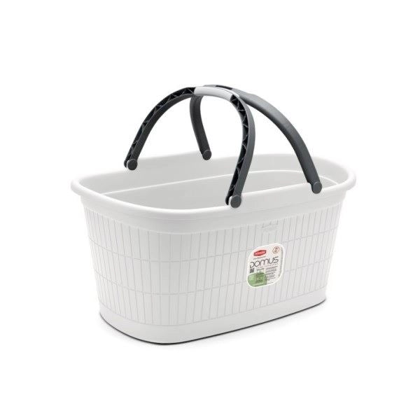 Bacinella Cesta con Manico Domus Ovale Bianco Polvere 58 x 38 x 30 cm