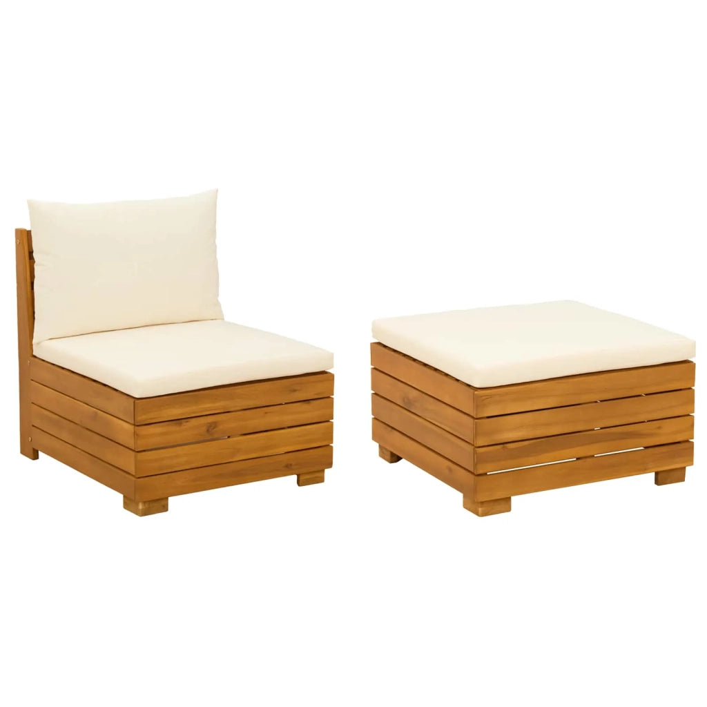 Salotto da Giardino-Set Lounge da Giardino 2 Pezzo Marrone Legno di Acacia Massello 502129