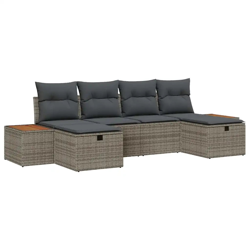 Set Divano da Giardino con cuscino 6 pcs Grigio polyrattan 3359651