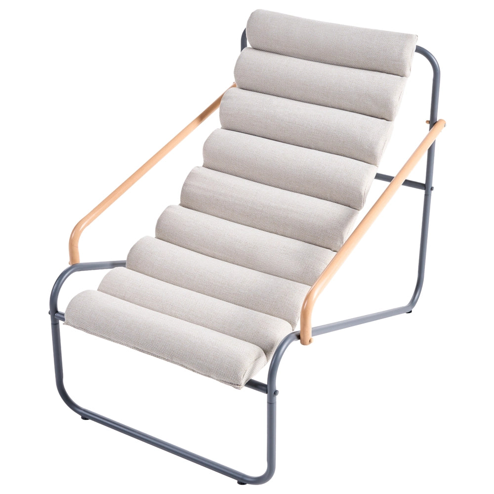 Set da salotto da esterno con struttura in acciaio grigio scuro e sedute in tessuto 2 poltrone e tavolo