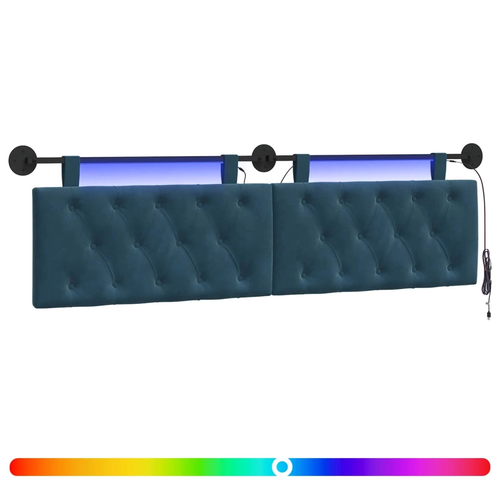 Testiera | Testata sospesa Con luce LED Blu Velluto