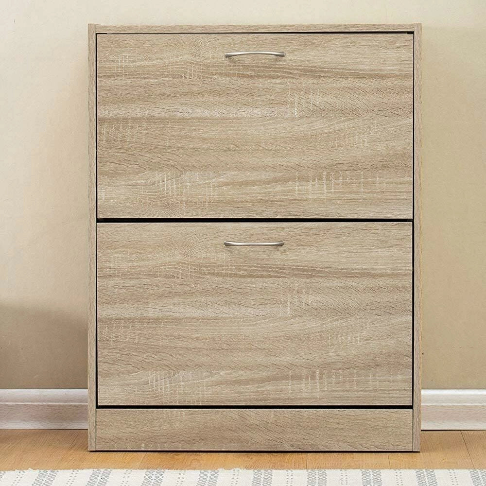 Scarpiera 2 Ante Ripiani Doppia Profondità in Melanina 60x24x83cm Colore Beige