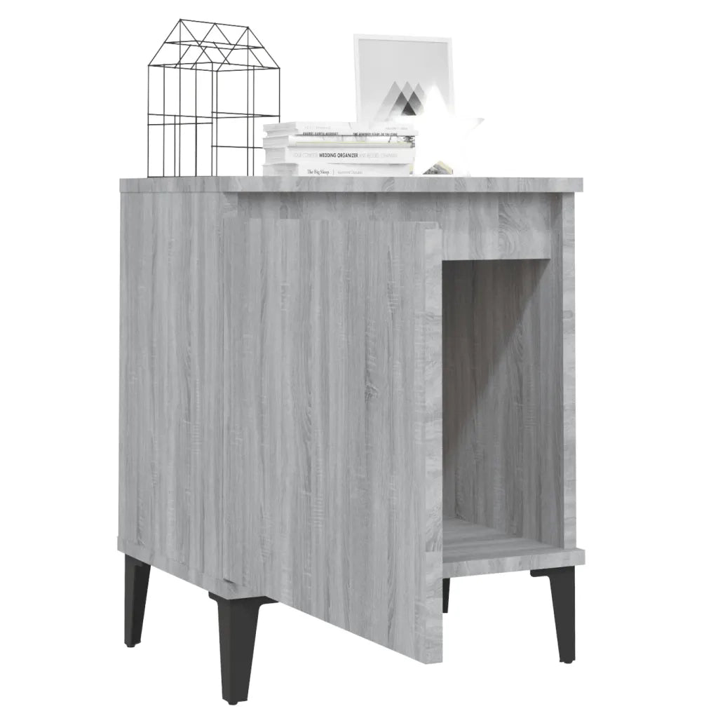Comodini | Armadio da Notte | Mobiletto da notte con Gambe in Metallo Grigio Sonoma 40x30x50 cm