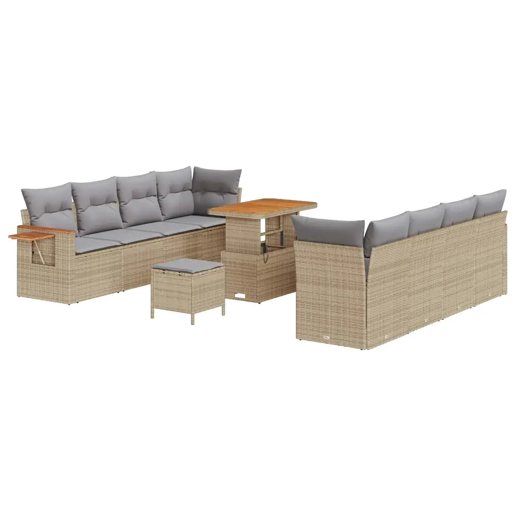 Set Divano da Giardino 12 pcs Beige e Grigio Chiaro polyrattan