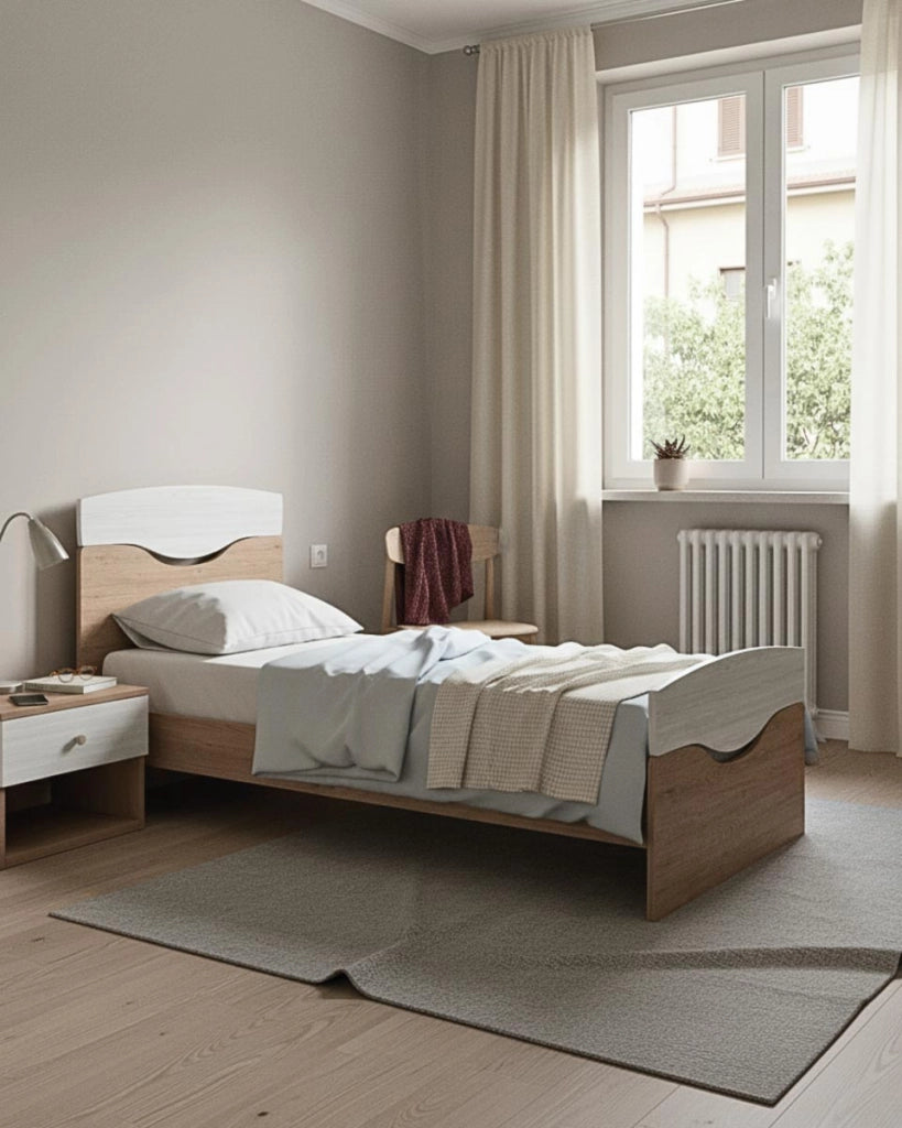 Letto Smile con fascioni e pediera - Letto singolo 87 x 197 - Struttura Virginia e bianco - Rete e materasso esclusi_