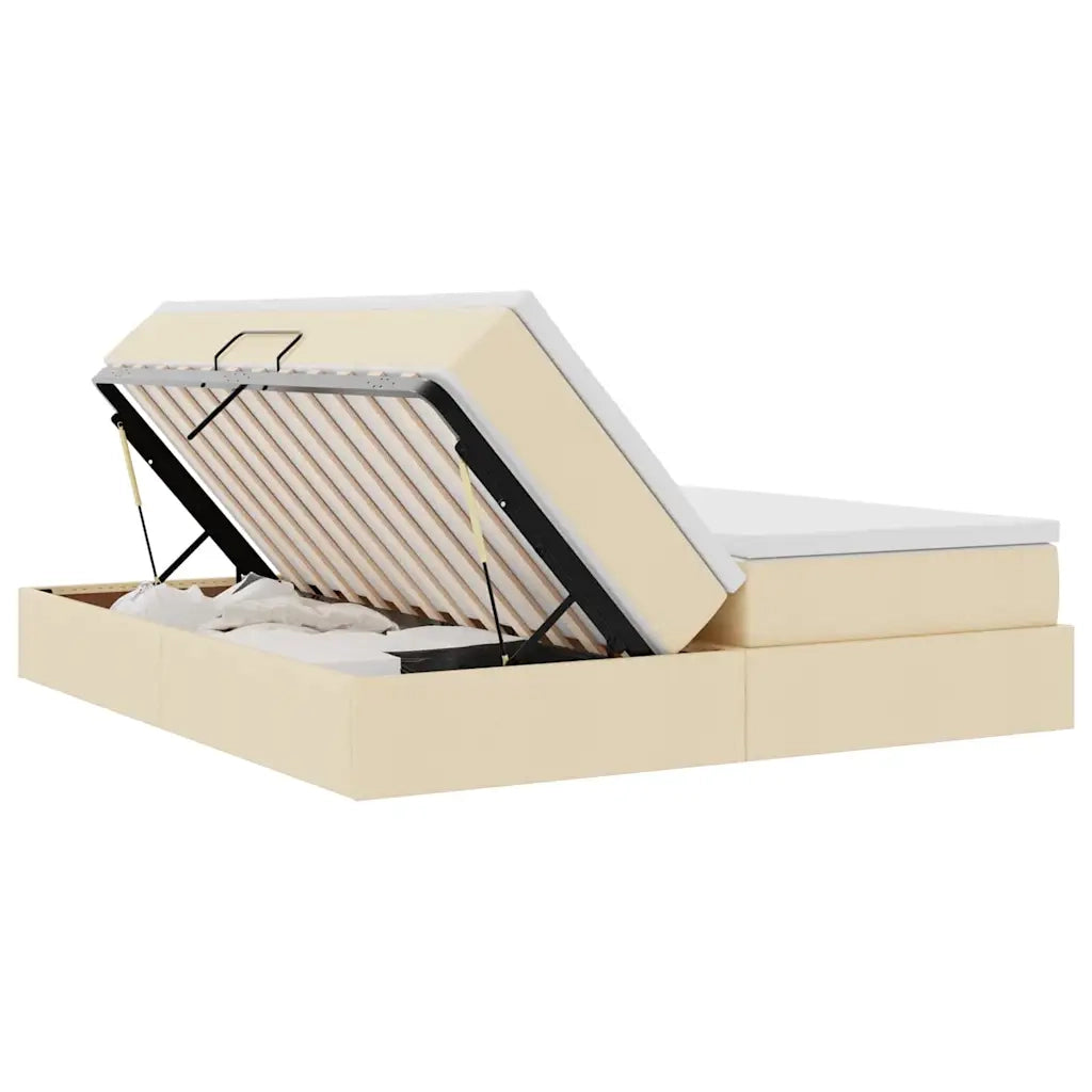 Letto con contenitore e materasso Crema 180 x 200 cm Poliestere 3370353
