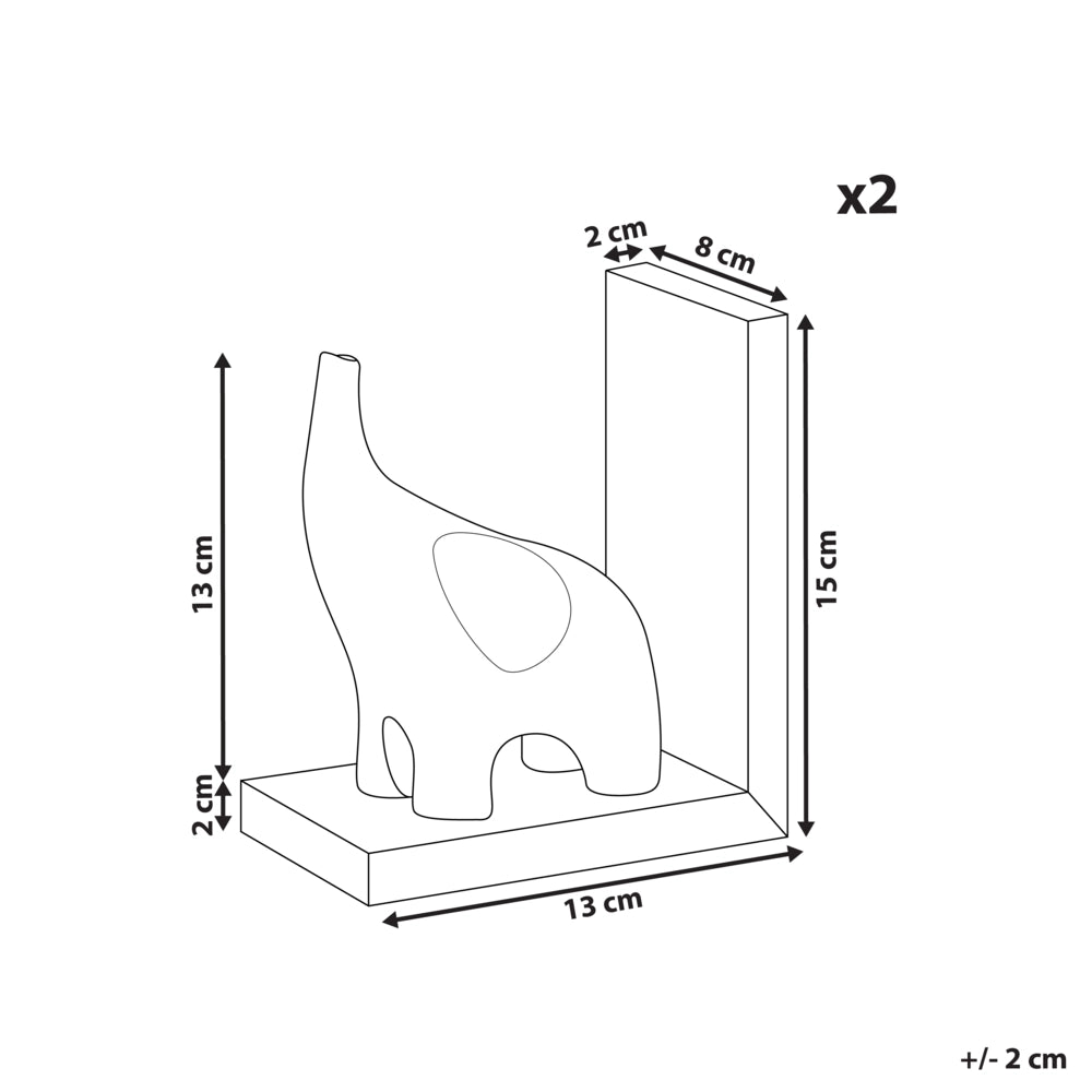 Set di 2 fermalibri moderni e glamour Decorazione per la casa Animali Elefanti Marmo Alluminio Oro Kotezi