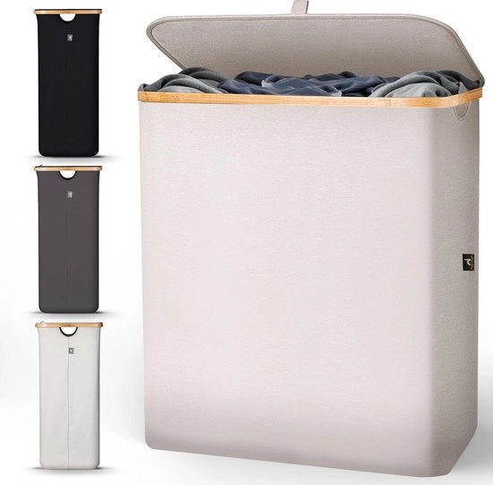 Lavatrice Grande con 2 Cassetti 140L - Lavatrice per Bagno e Camera da Letto - Lavatrice Moderna - Lavatrice Pieghevole con Maniglie - Lavatrice Beige 3 Cassetti