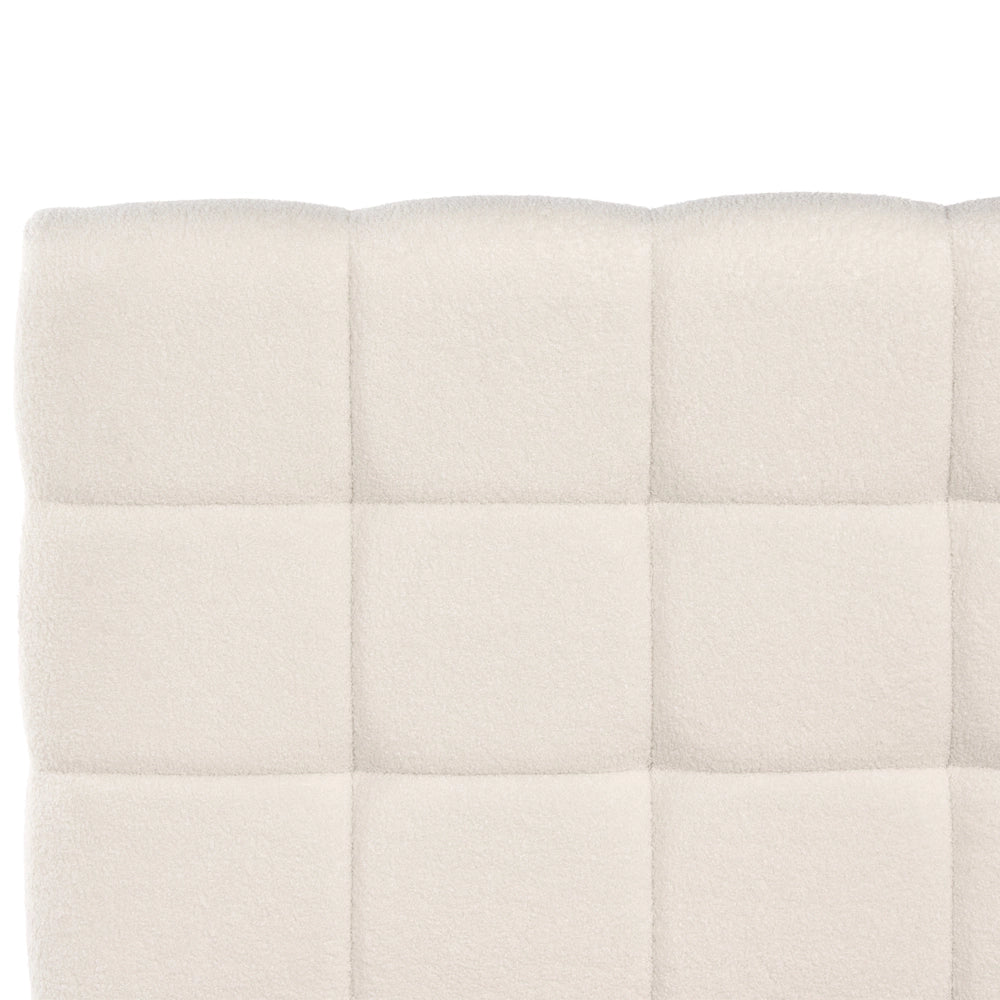 Letto imbottito in bouclé bianco sporco 160 x 200 design scandinavo testata morbida
