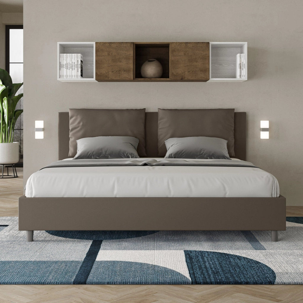 Letto Matrimoniale 160x190 cm con Rete Antea Cappuccino