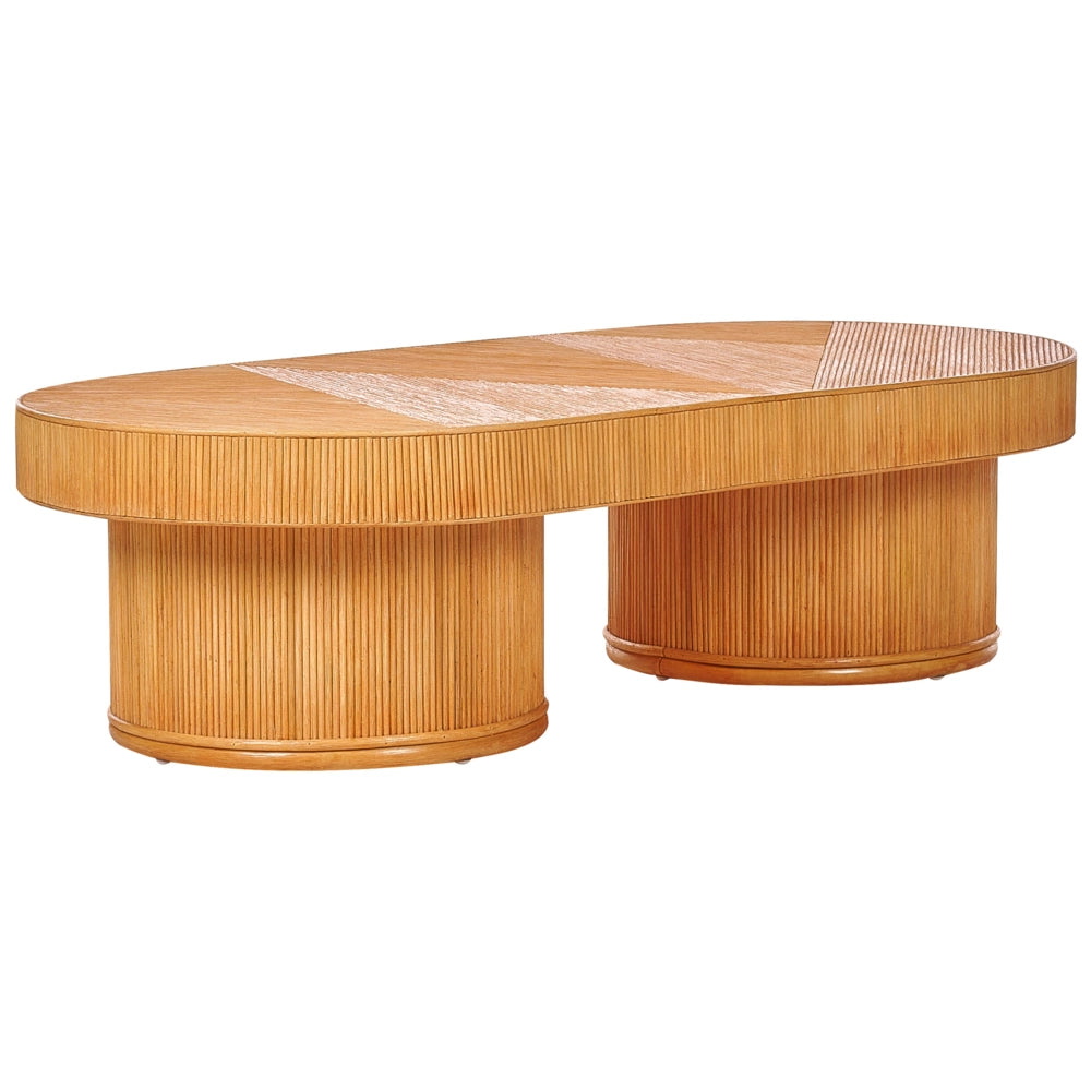 Tavolino da giardino in legno chiaro Rattan 150 x 70 cm Arredamento da esterno in stile moderno