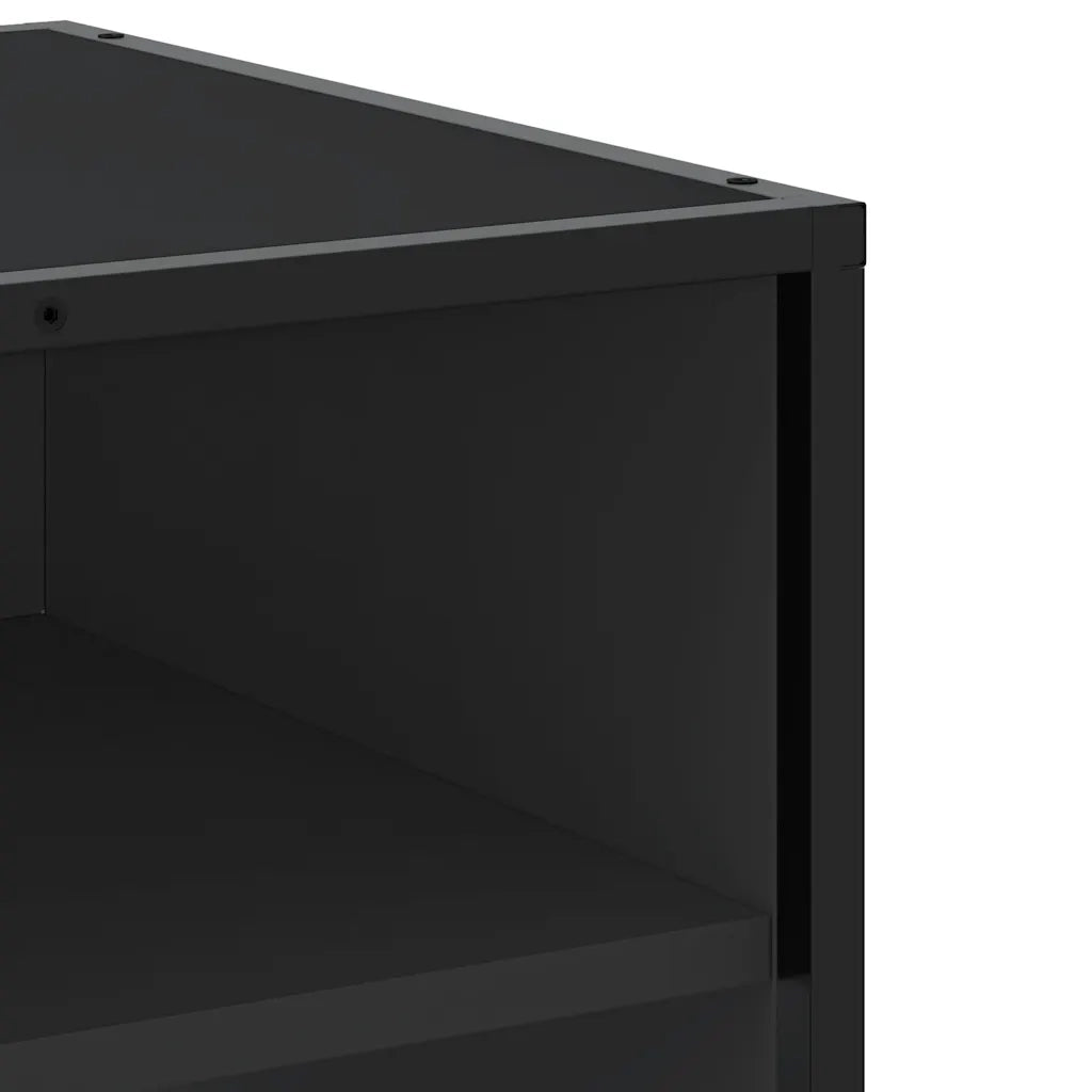 Mobile Porta TV-Mobile per TV-Credenza TV Nero 61x40x46 cm in Truciolato e Metallo