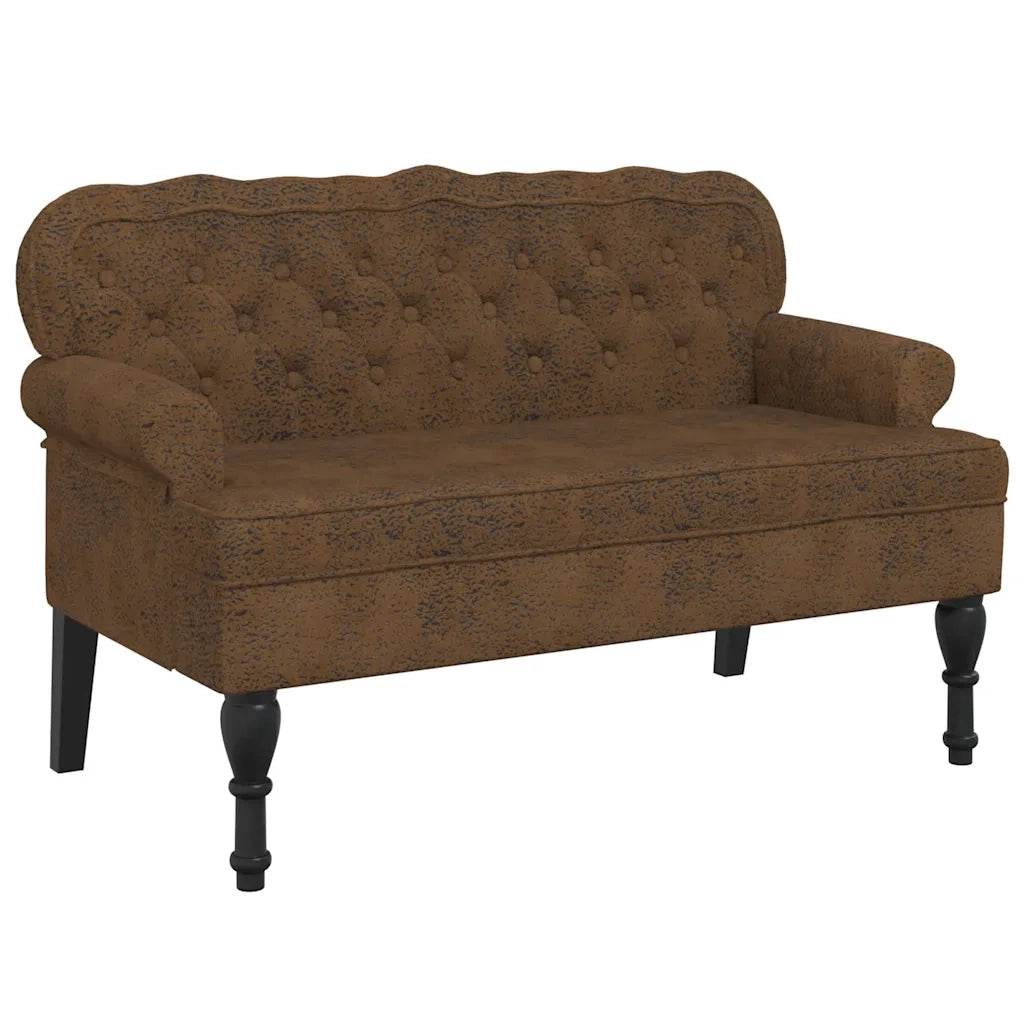 Panca con Schienale Marrone 119,5x64,5x75 cm in Scamosciato CFW1749530