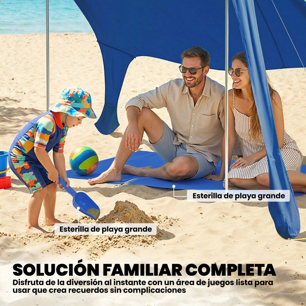 Tenda da Spiaggia Pieghevole ¨C Xylo ¨C UPF50+ Alluminio Blu con Tappetino