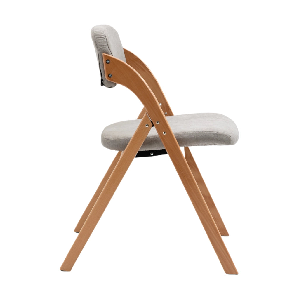 Set di 2 sedie da pranzo pieghevoli con seduta imbottita e fodera rimovibile in legno massello e tessuto grigio