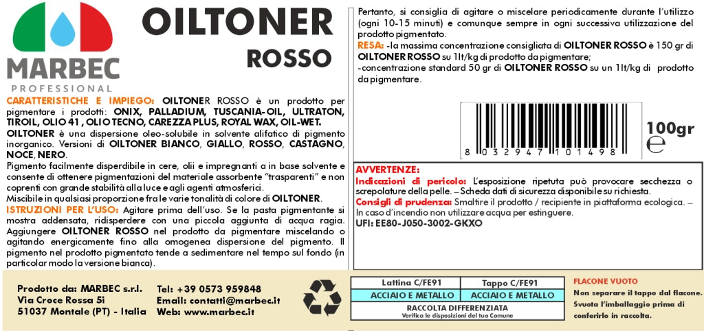 Pigmento in dispersione oleo-solubile OILTONER ROSSO   100GR