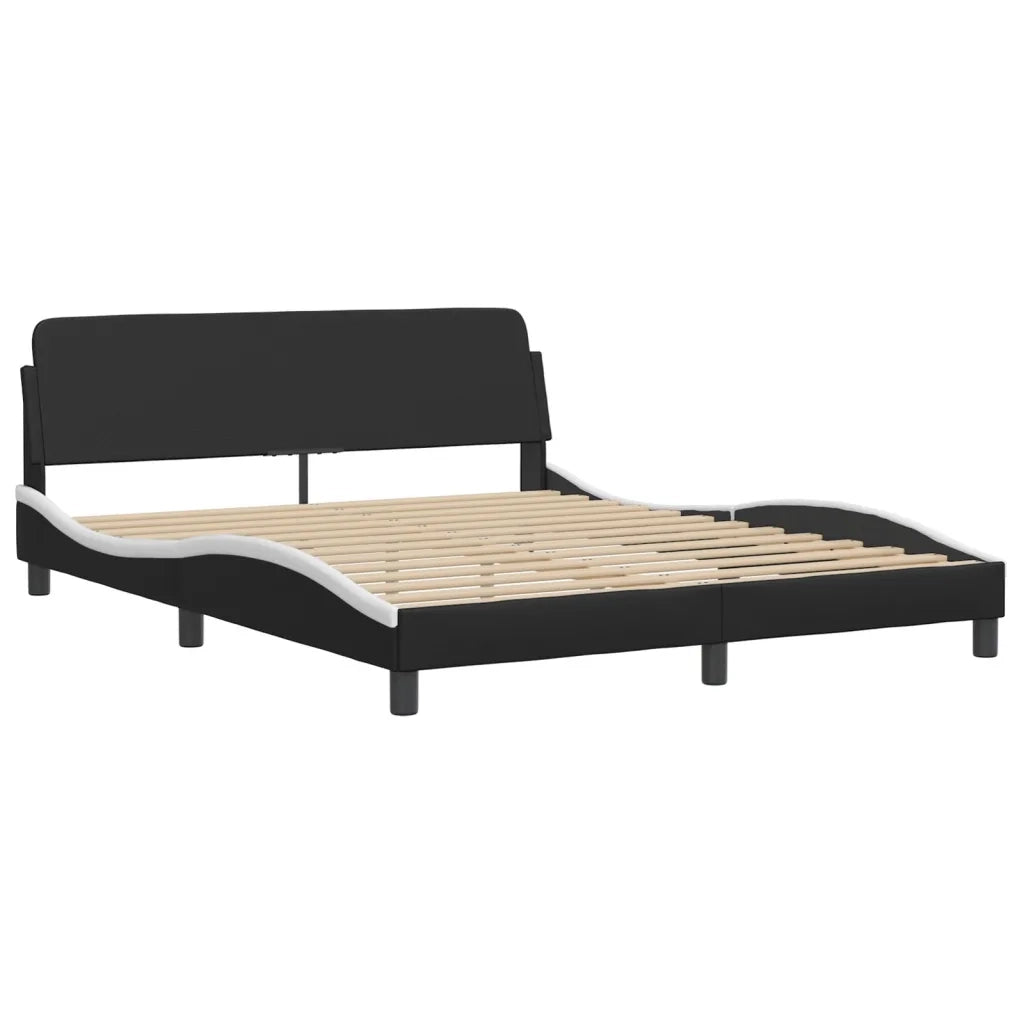 Giroletto Viana con LED senza Materasso Nero e Bianco 160x200 cm 3214034