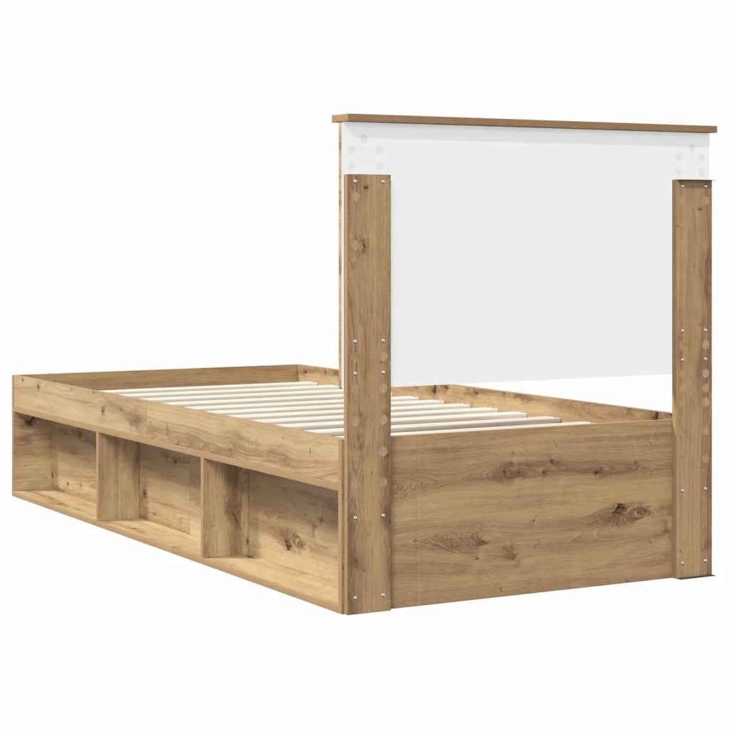 Letto singolo | Letto per adulti | Struttura del letto con testiera Rovere Artigianale 90 x 200 cm
