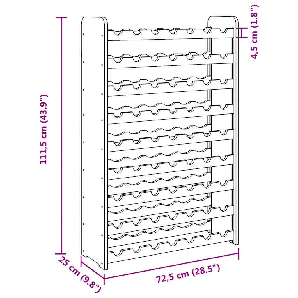 Portavini 72,5x25x111,5 cm in Legno Massello di Pino CFW4272995