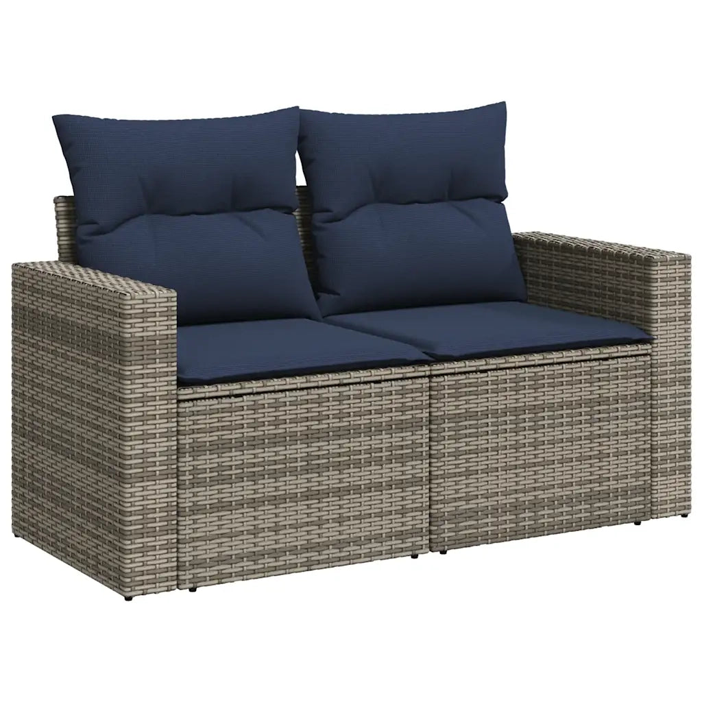 Set Divani da Giardino 8 pz con Cuscini Grigio in Polyrattan 3256586
