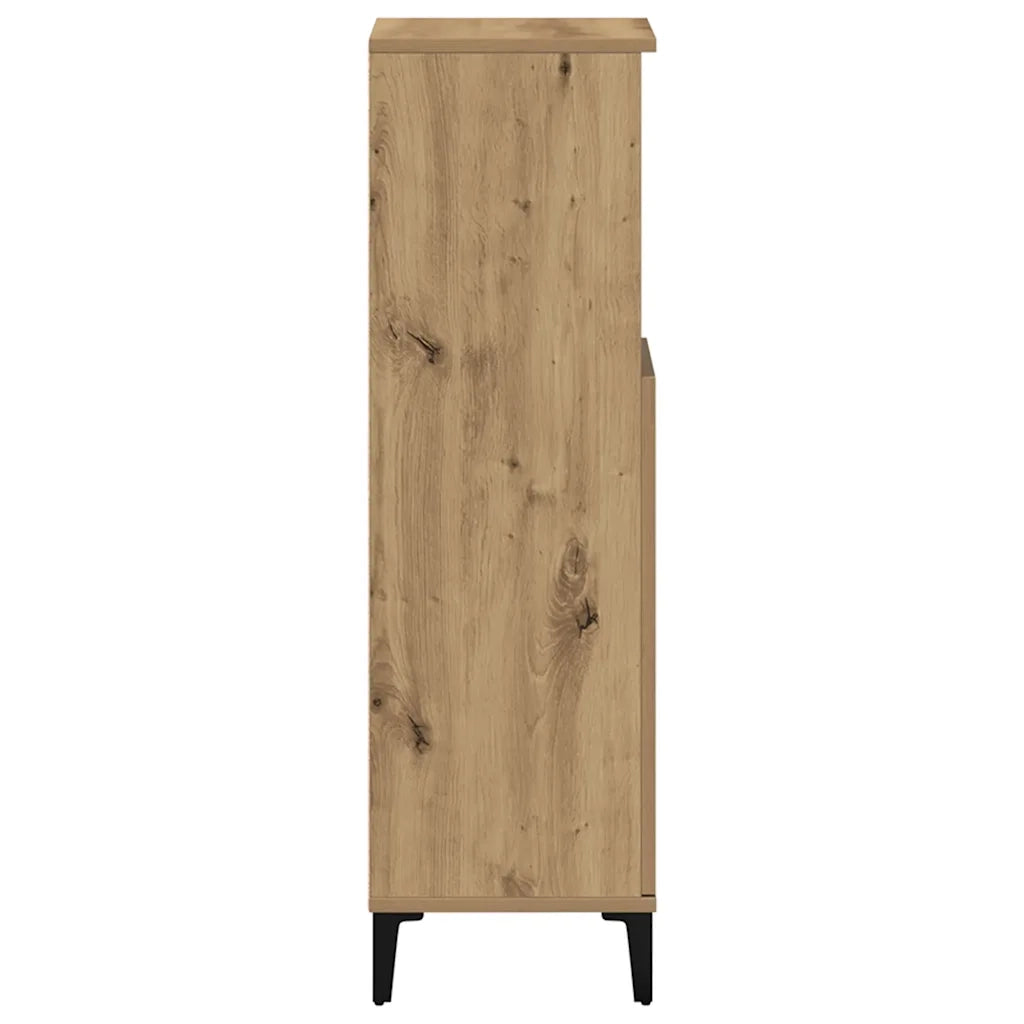 Mobile da bagno con vani contenitori modulari 30 x 30 x 100 cm finitura rovere ingegnerizzato realizzato artigianalmente 02_0051040