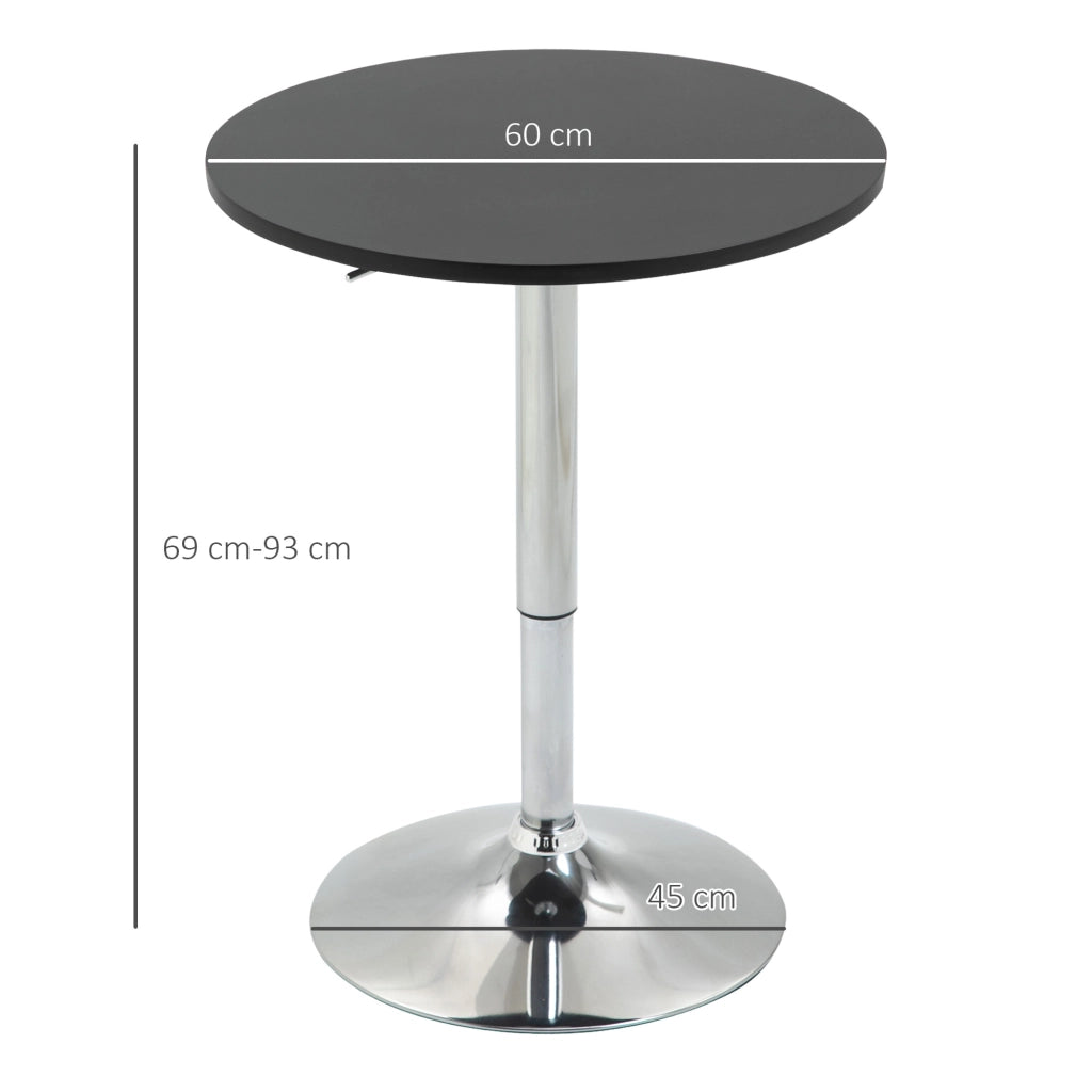 Tavolo bar regolabile in altezza ¨C Xylo ¨C base rotonda antiscivolo nero ?60x69-93 cm