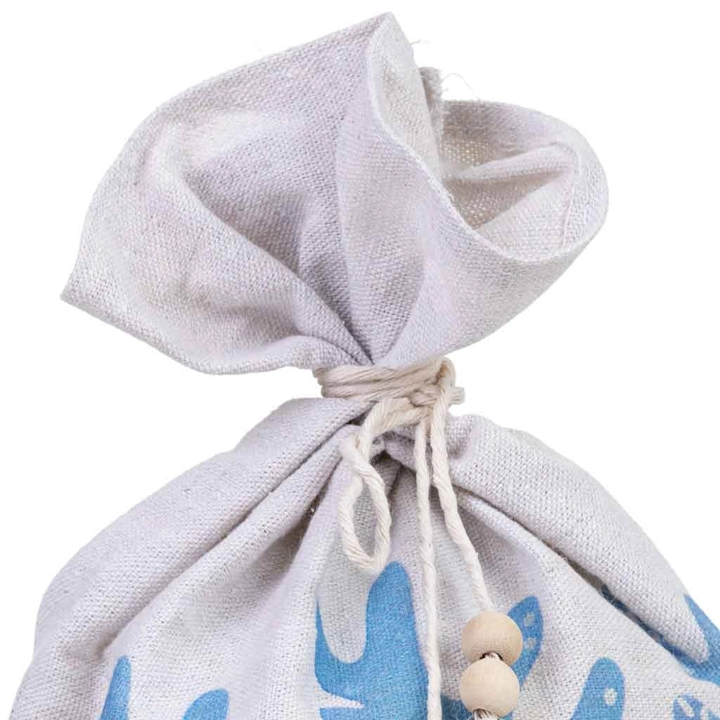 Fermaporta in cotone con alghe blu, 12x12x26h cm