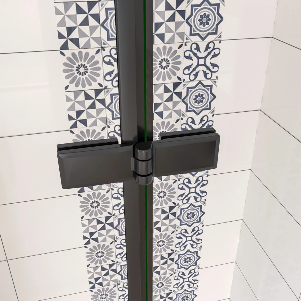100x190 cm Porta Doccia per Nicchia Apertura Battente Pieghevole in Vetro Temperato Trasparente 5 mm Anticalcare Telaio Nero Opaco