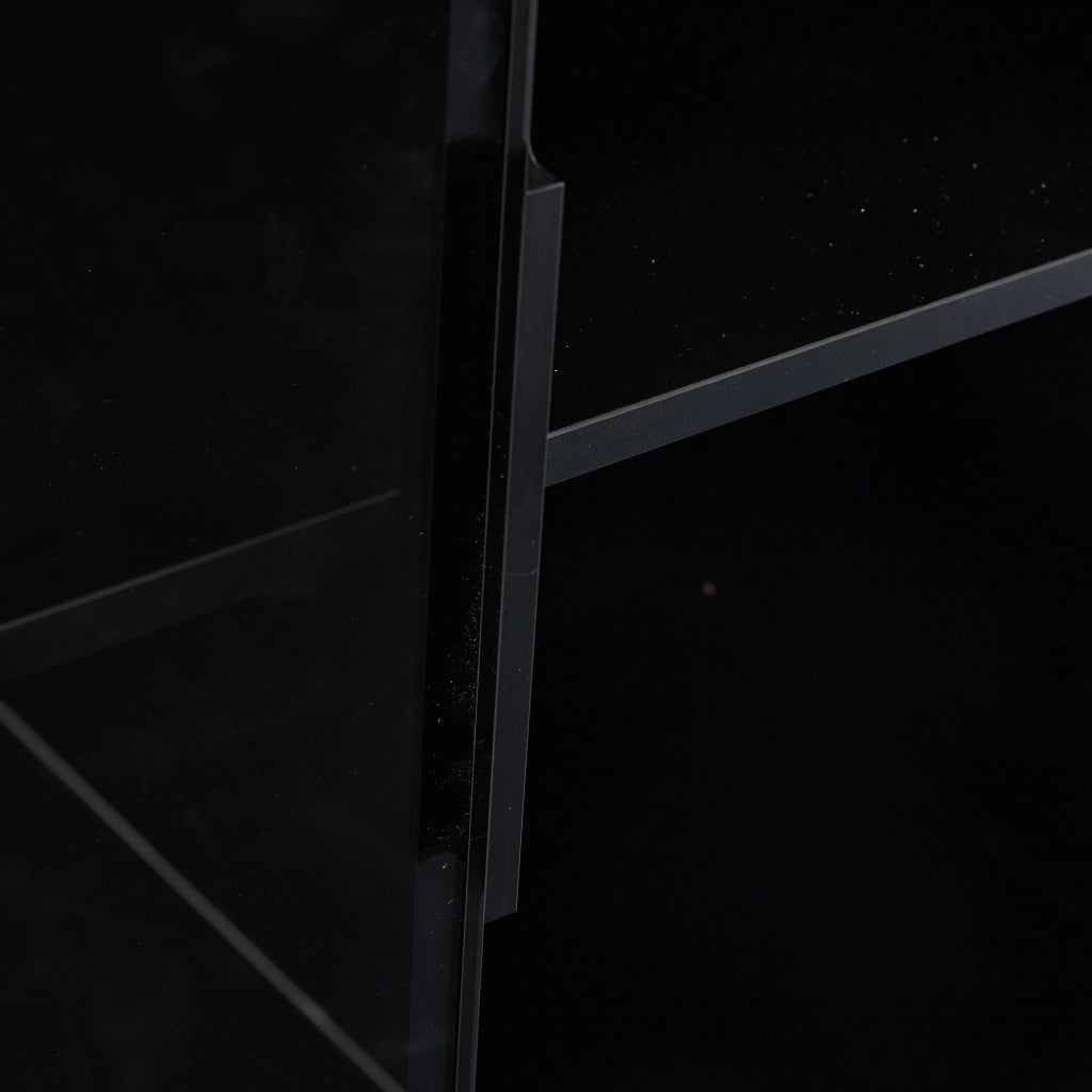 VETRINA con LED APP 80x40x160 cm Nero in Truciolare con 2 Ante in Vetro
