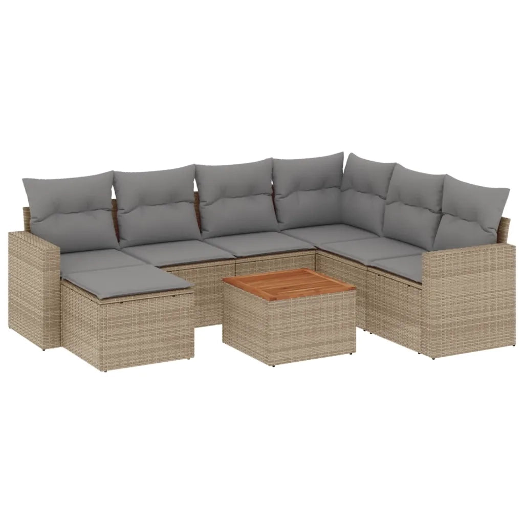 Set Divano da Giardino 8 pz con Cuscini Beige Misto Polyrattan 3256570
