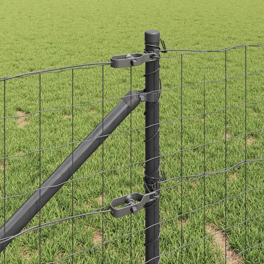 Recinzione con Posto Grigio 0,6 x 25 m Acciaio e PVC 3350710
