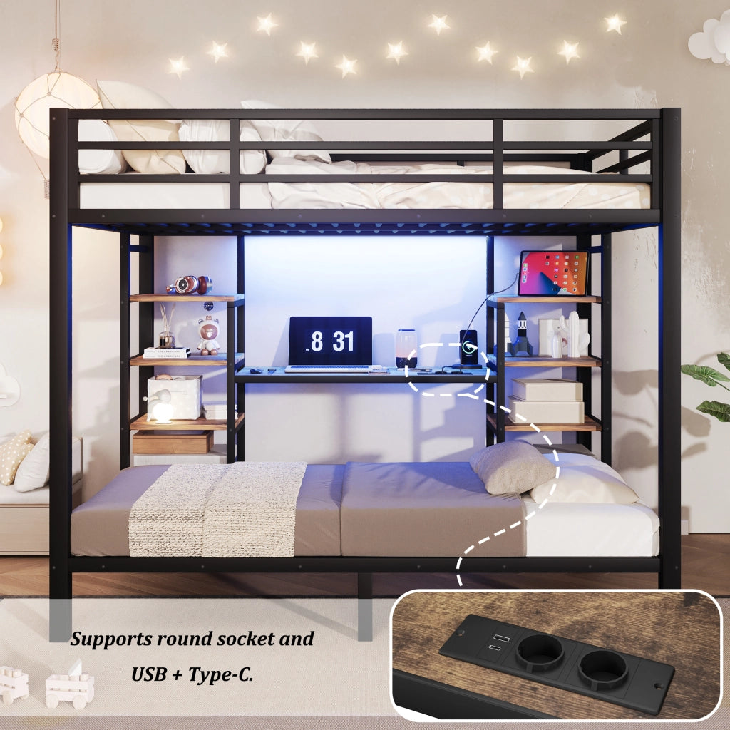 letto a castello metallo mdf nero 140 x 200 cm