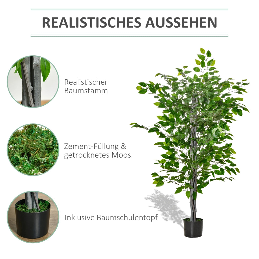 Pianta Ficus Artificiale ¨C zephmum ¨C Vaso Cemento 135 cm Verde